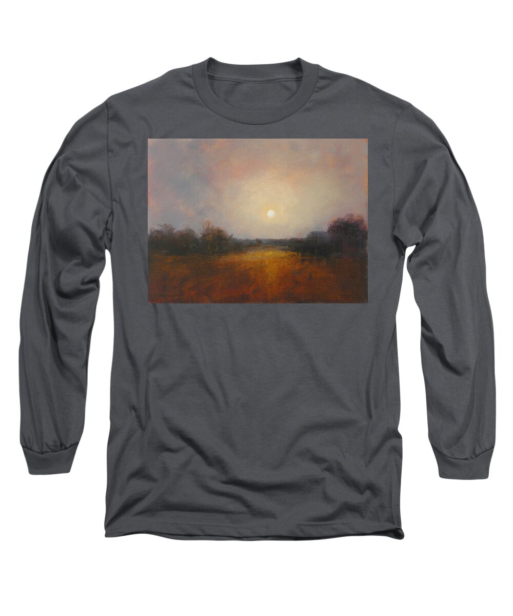 Moon Long Sleeve T-Shirt featuring the painting Lunar 11 by David Ladmore
