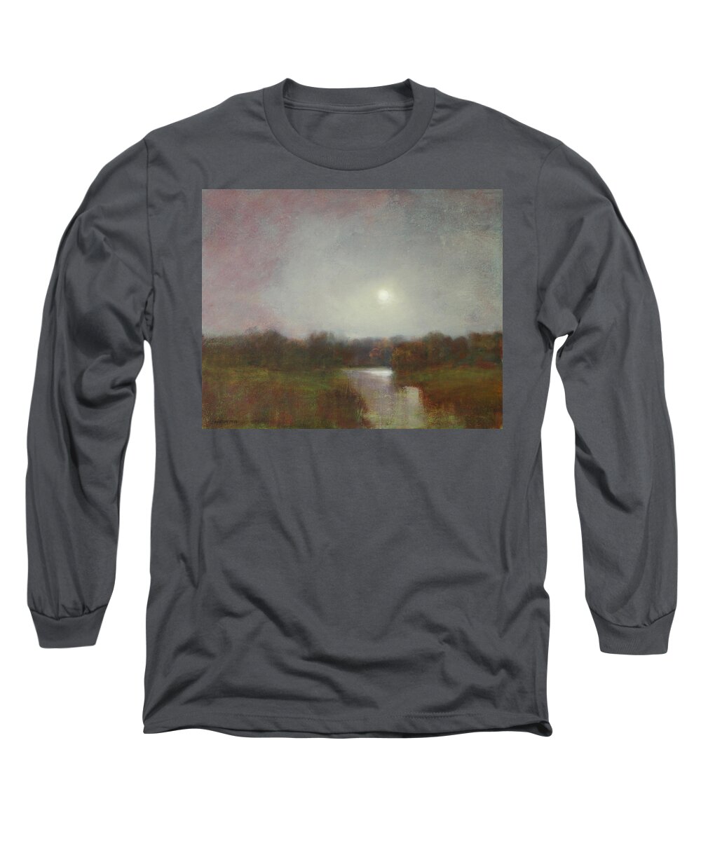 Moon Long Sleeve T-Shirt featuring the painting Lunar 14 by David Ladmore