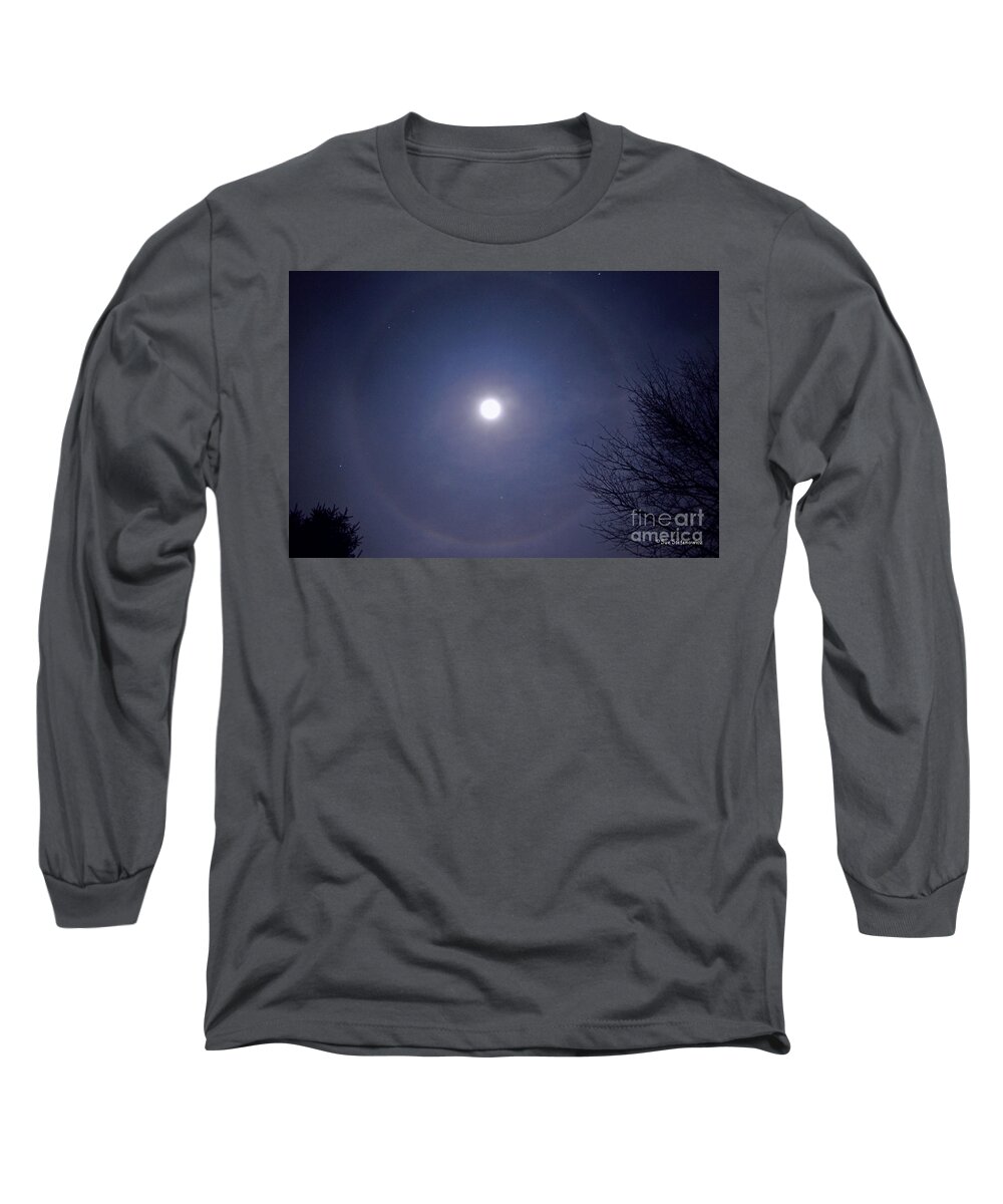 Color Photography Long Sleeve T-Shirt featuring the photograph Lunar Corona by Sue Stefanowicz