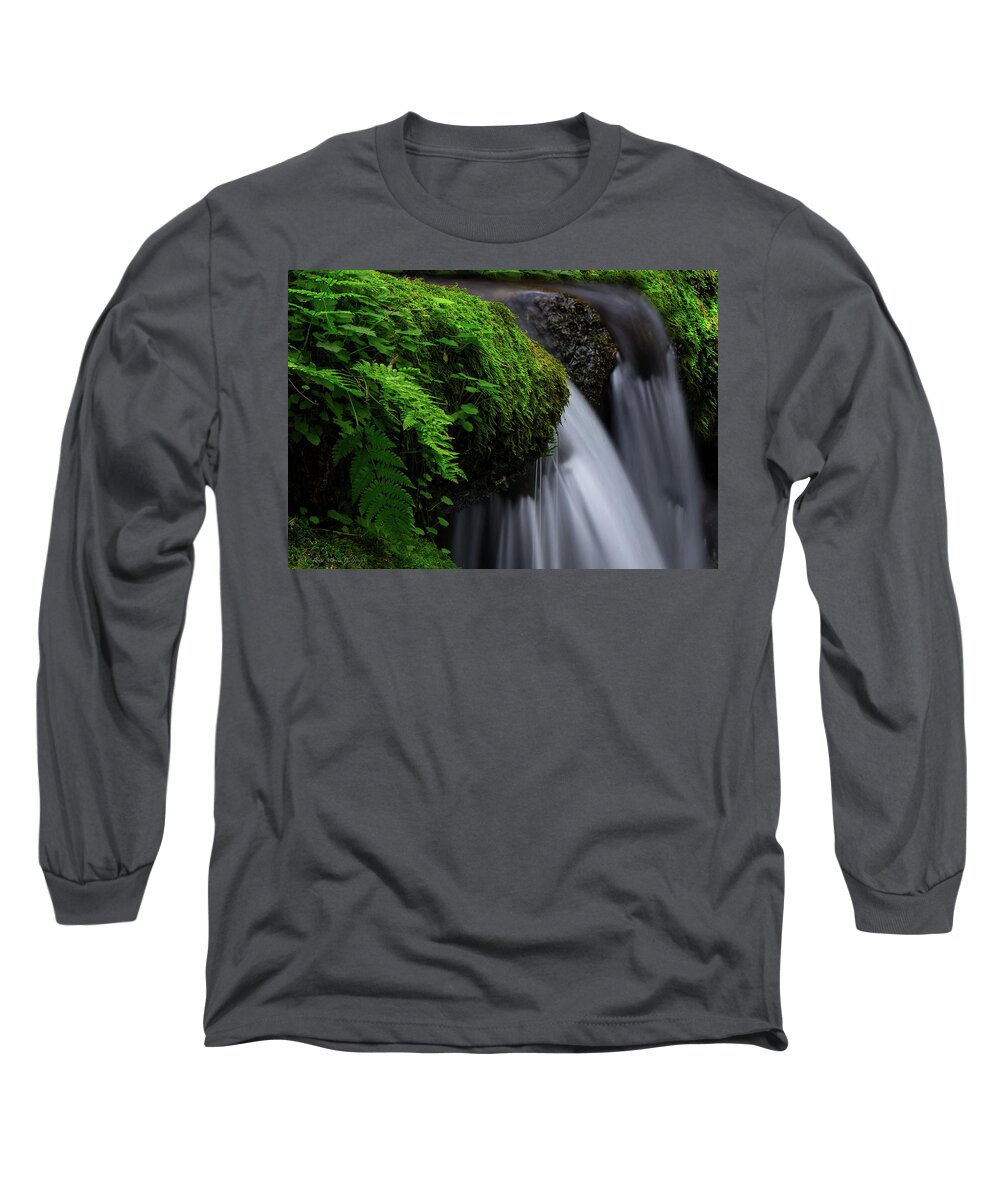 Water Long Sleeve T-Shirt featuring the photograph Lush Cascade by C Renee Martin