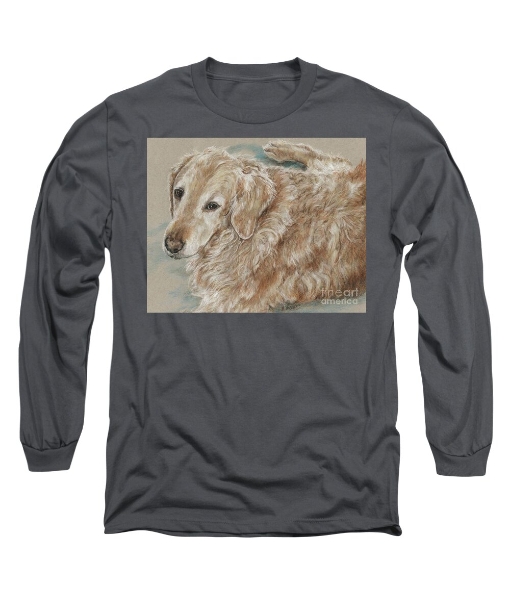 Dog Long Sleeve T-Shirt featuring the drawing Maddie by Meagan Visser