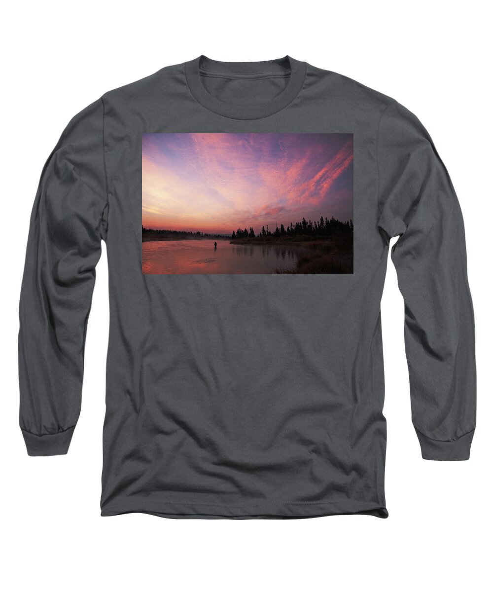 Sunrise Long Sleeve T-Shirt featuring the photograph Madison River Sunrise by Randall Evans