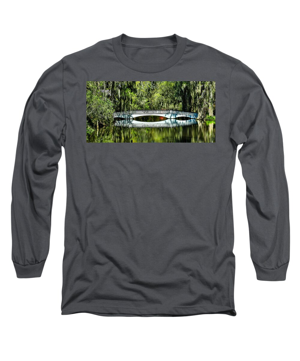 Magnolia Plantation Long Sleeve T-Shirt featuring the photograph Magnolia Plantation Bridge - Charleston SC by Donnie Whitaker