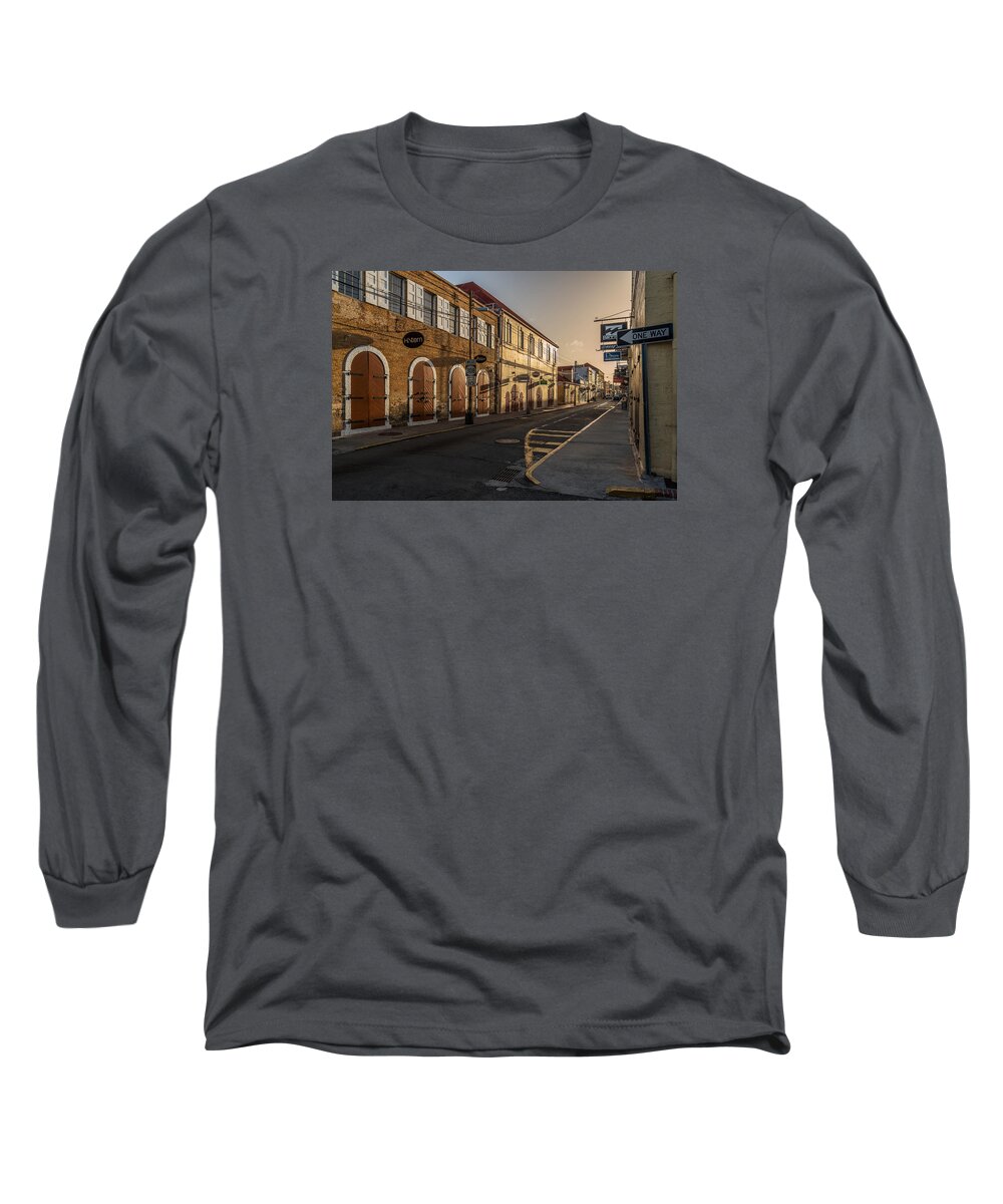 St Thomas Long Sleeve T-Shirt featuring the photograph Main Street Sunday by Gary Felton