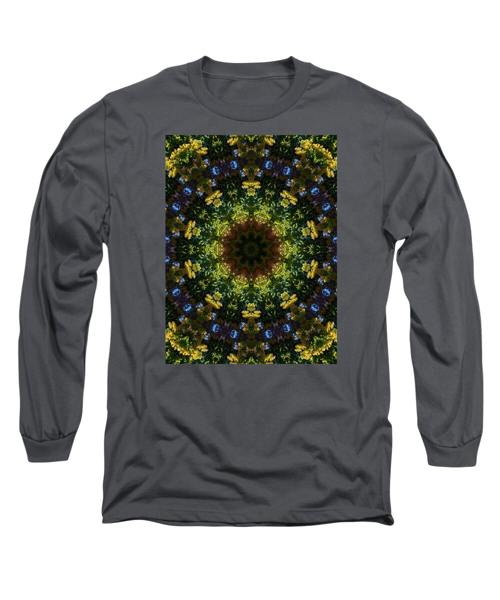 Mandala Kaleidoscopic Design Long Sleeve T-Shirt featuring the painting Mandala Kaleidoscopic Design 11 by Jeelan Clark