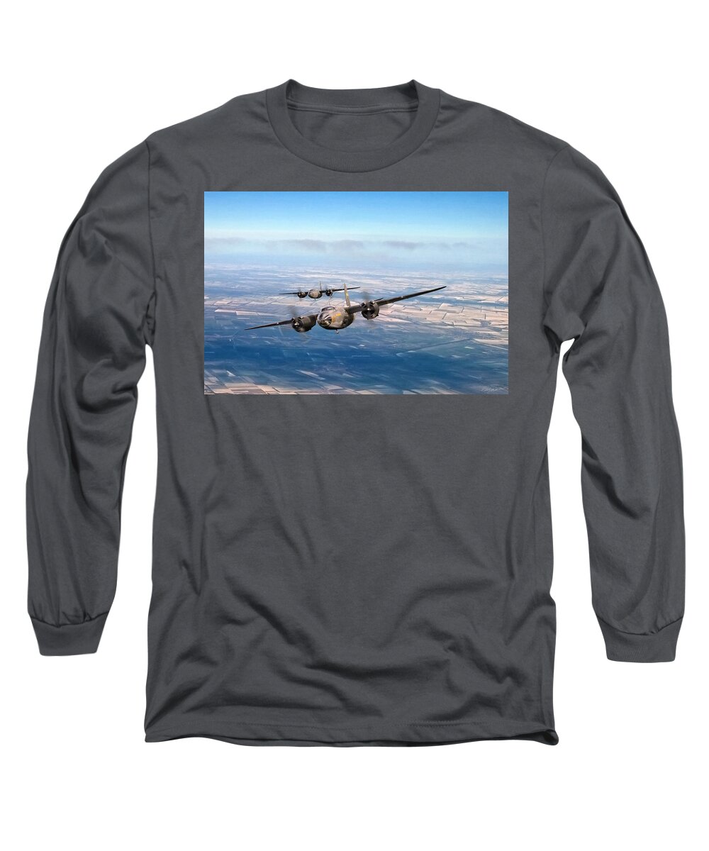 Aviation Long Sleeve T-Shirt featuring the digital art Marauder Twoship by Peter Chilelli