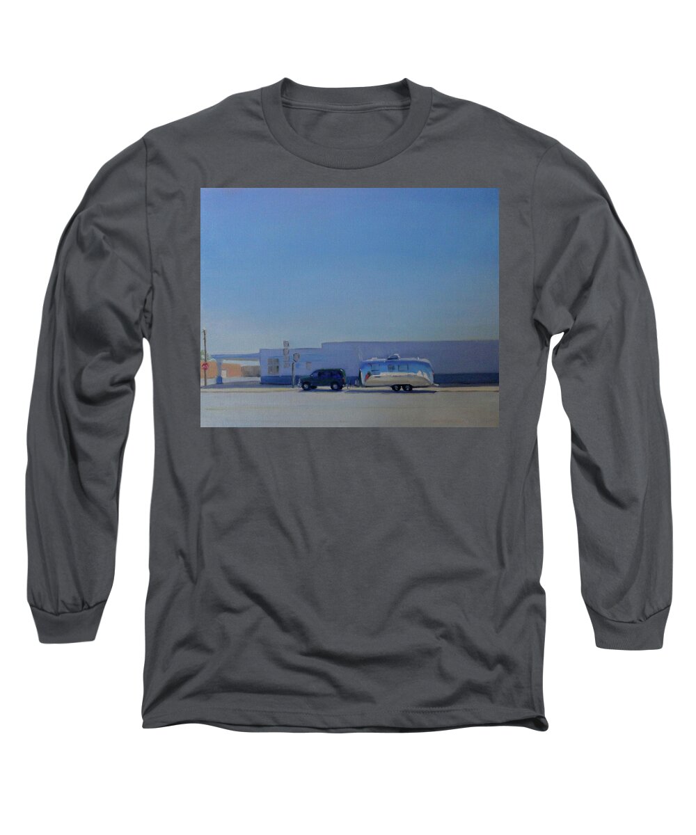 Airstream Long Sleeve T-Shirt featuring the painting Marfa Texas by Elizabeth Jose