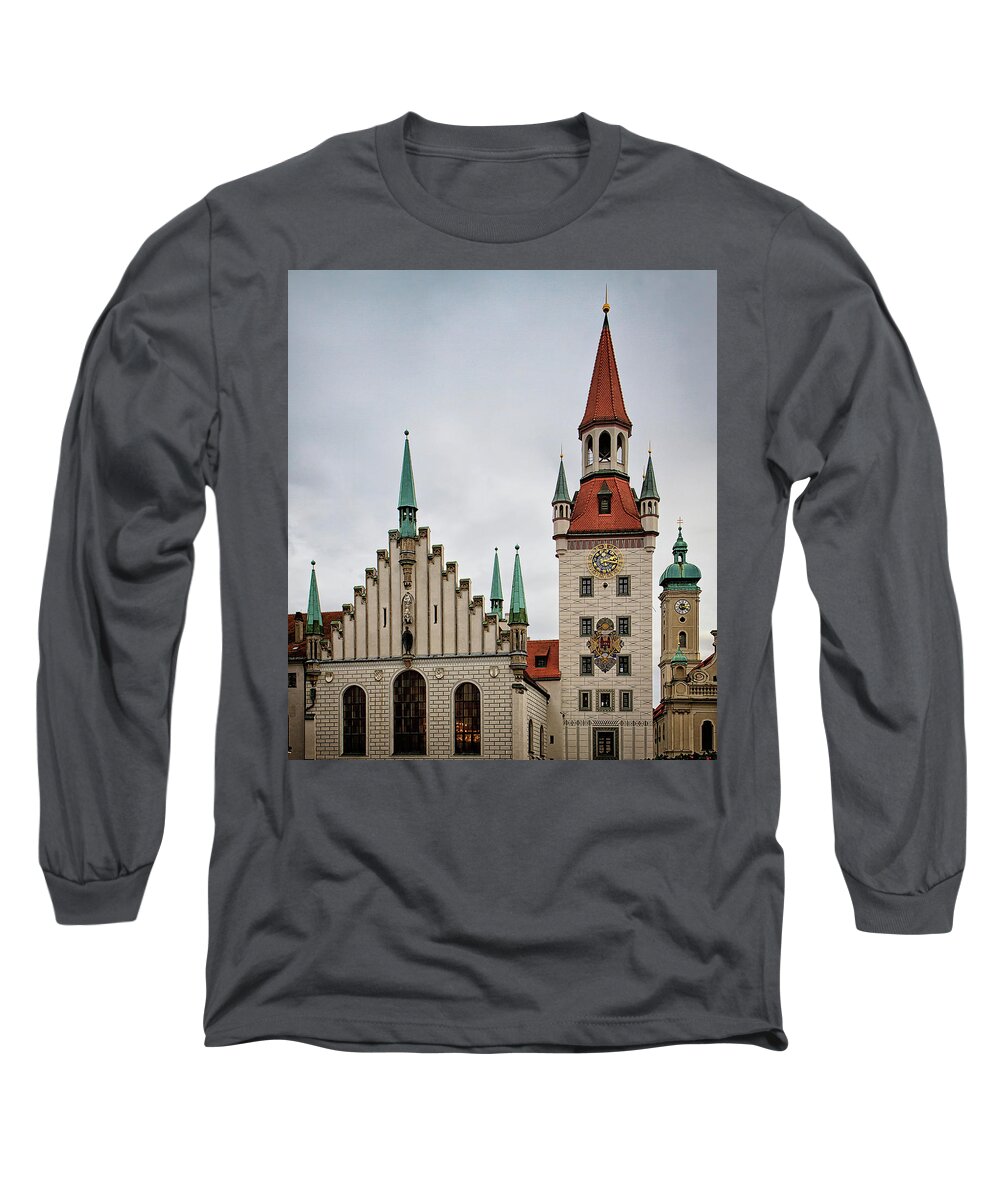 Marienplatz Long Sleeve T-Shirt featuring the photograph Marienplatz Munich by Shirley Mitchell