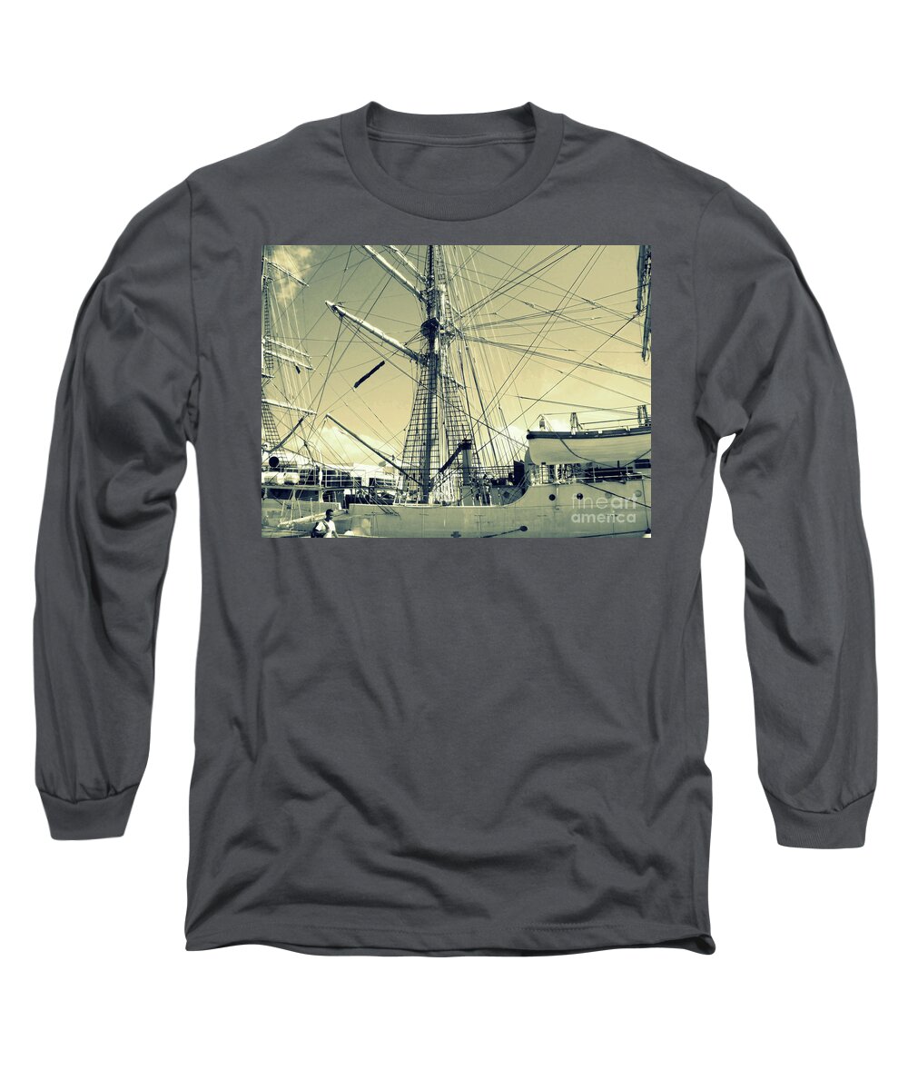 Sailing Ship Long Sleeve T-Shirt featuring the photograph Maritime Spiderweb by Susan Lafleur
