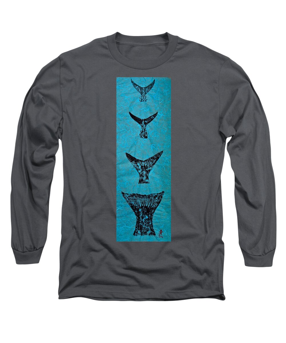 Fish Prints Long Sleeve T-Shirt featuring the mixed media Martha's Vineyard Grans Slam - 4 by Jeffrey Canha