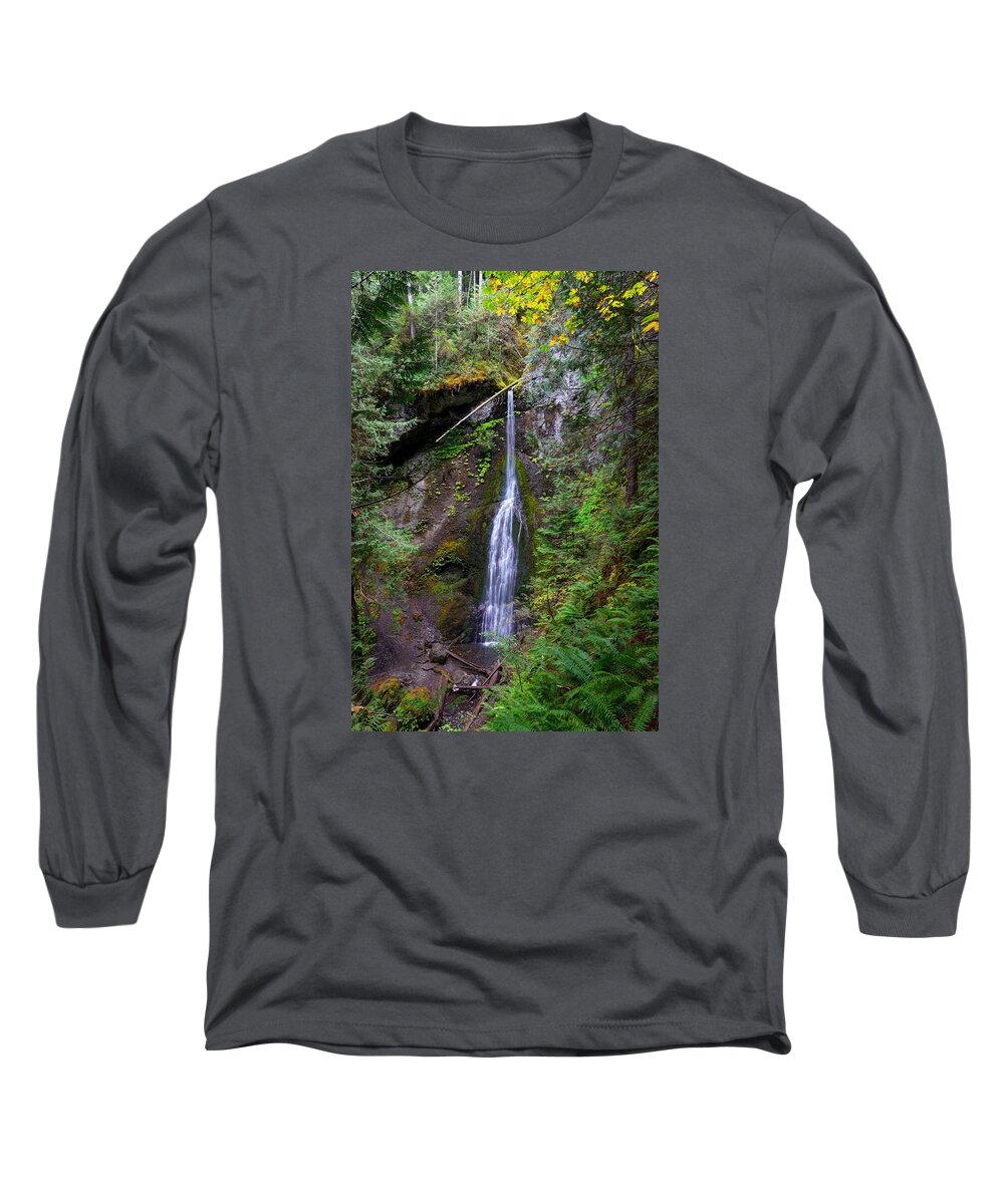 Mark Whitt Long Sleeve T-Shirt featuring the photograph Marymere Falls by Mark Whitt