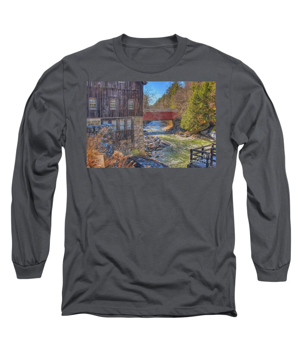 Mcconnells Mill Winter Long Sleeve T-Shirt featuring the digital art McConnells Mill Winter by Randy Steele
