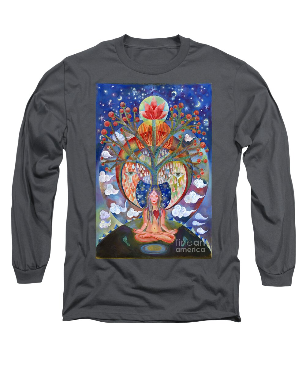 Ground Long Sleeve T-Shirt featuring the painting Meditation #1 by Manami Lingerfelt