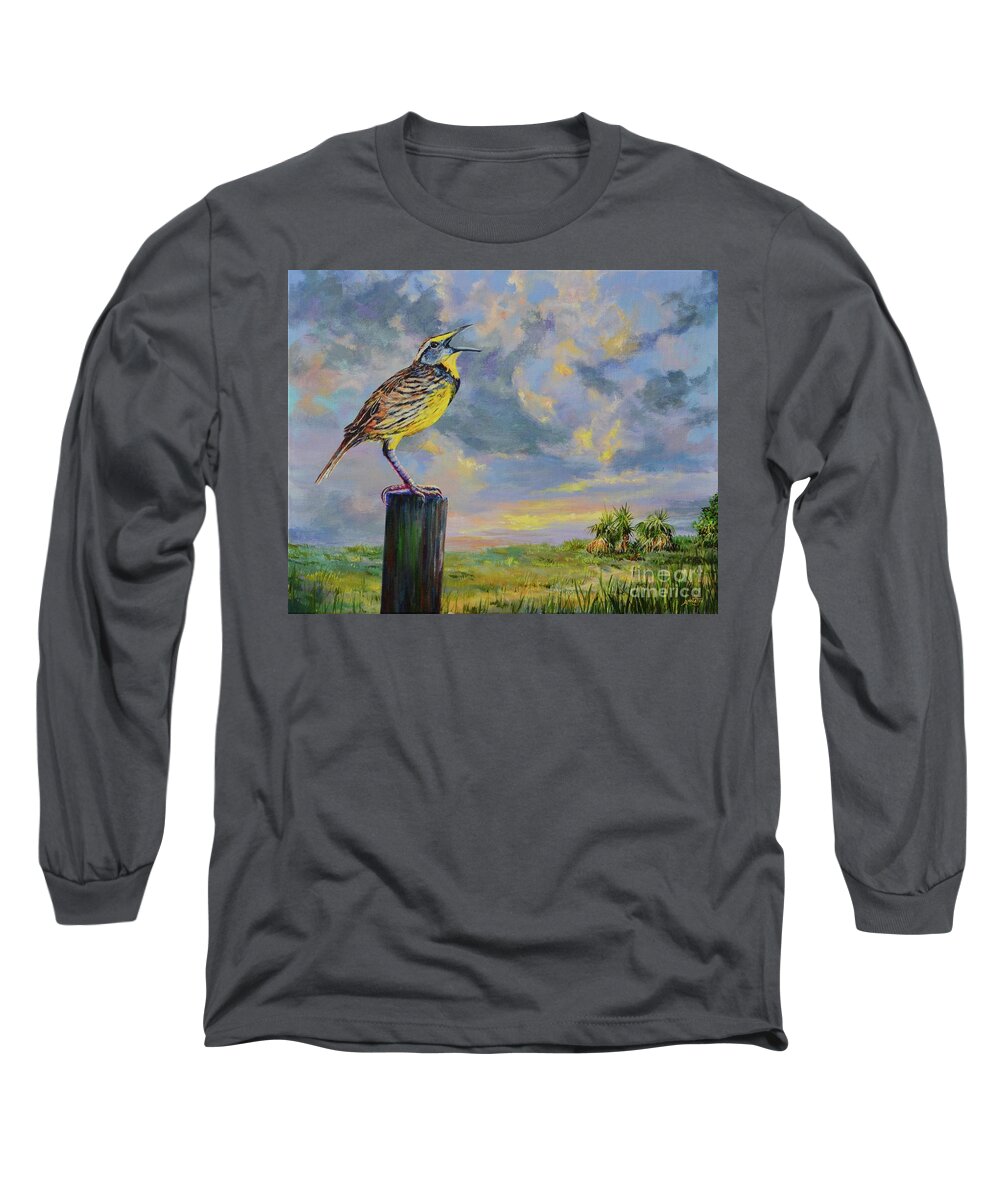 Palms Long Sleeve T-Shirt featuring the painting Melancholy Song by AnnaJo Vahle