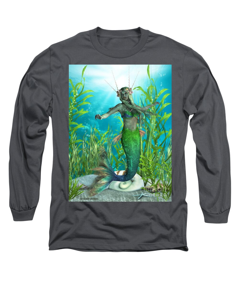 Mermaid Long Sleeve T-Shirt featuring the painting Mermaid Realms by Corey Ford