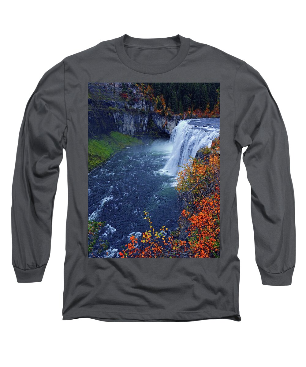 Mesa Falls Long Sleeve T-Shirt featuring the photograph Mesa Falls in the Fall by Raymond Salani III