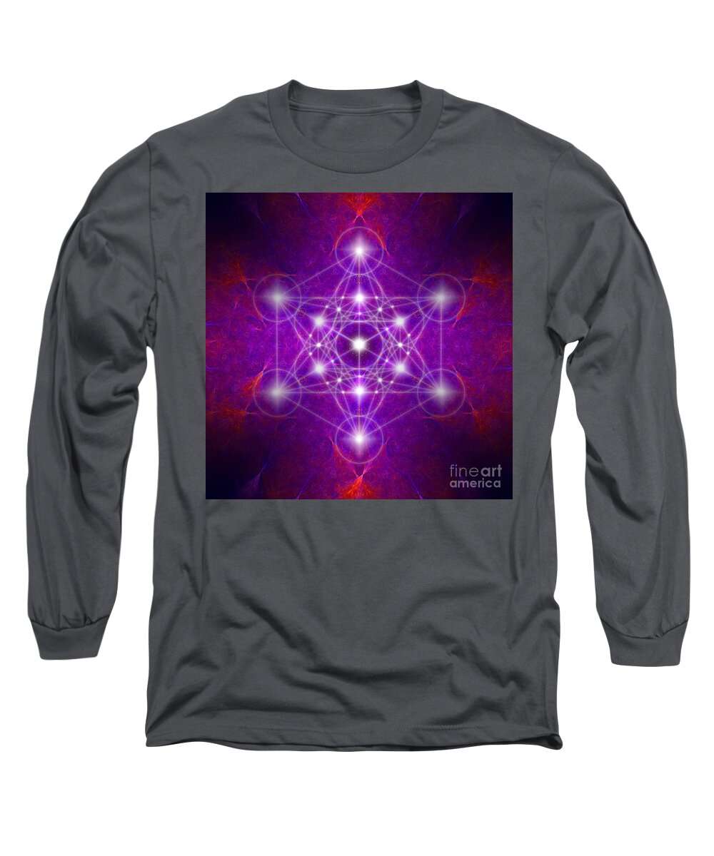 Metatron's Cube Long Sleeve T-Shirt featuring the digital art Metatron's Cube Colors by Alexa Szlavics