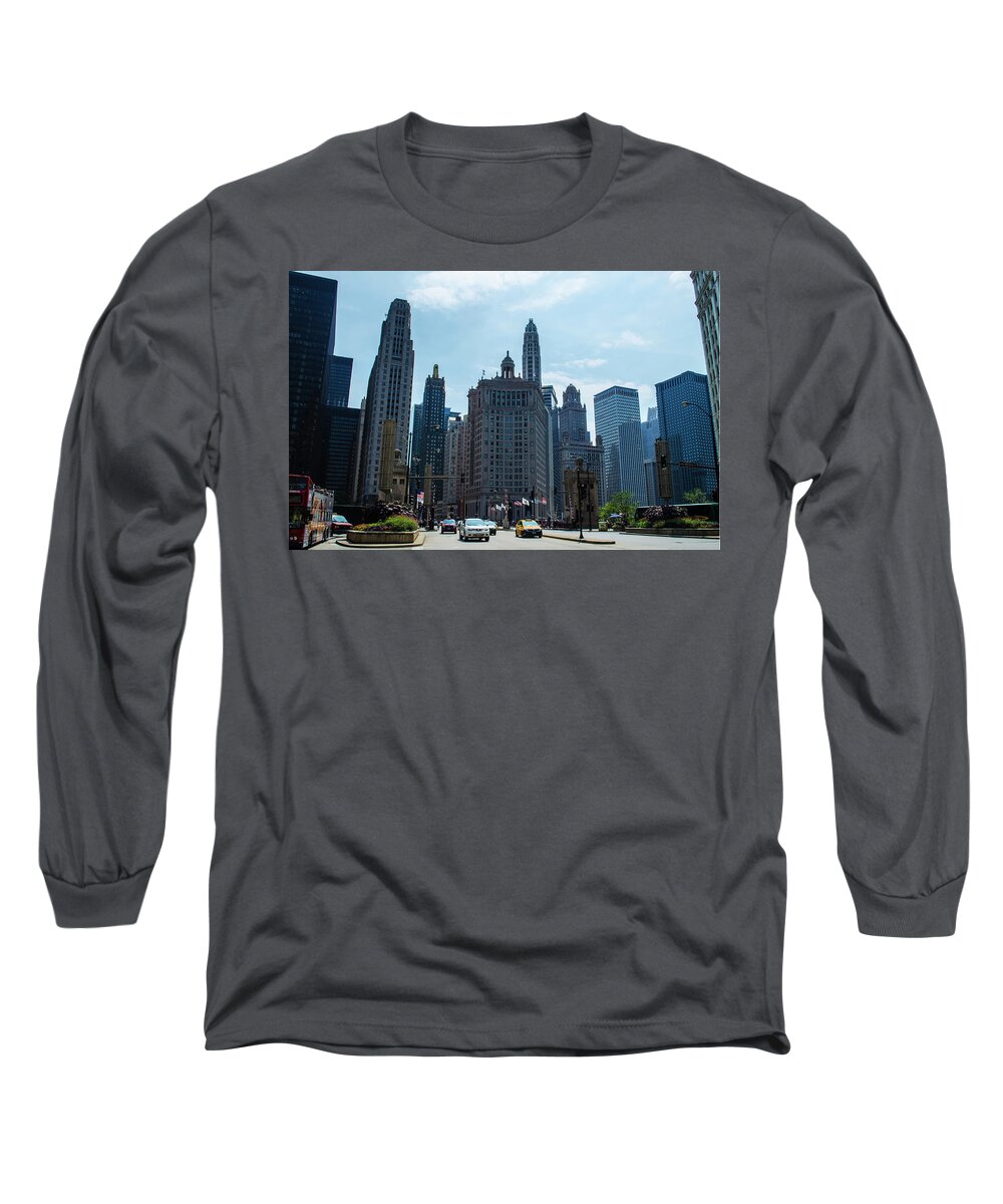 Chicago Long Sleeve T-Shirt featuring the photograph Michigan Avenue Bridge and Skyline Chicago by Deborah Smolinske