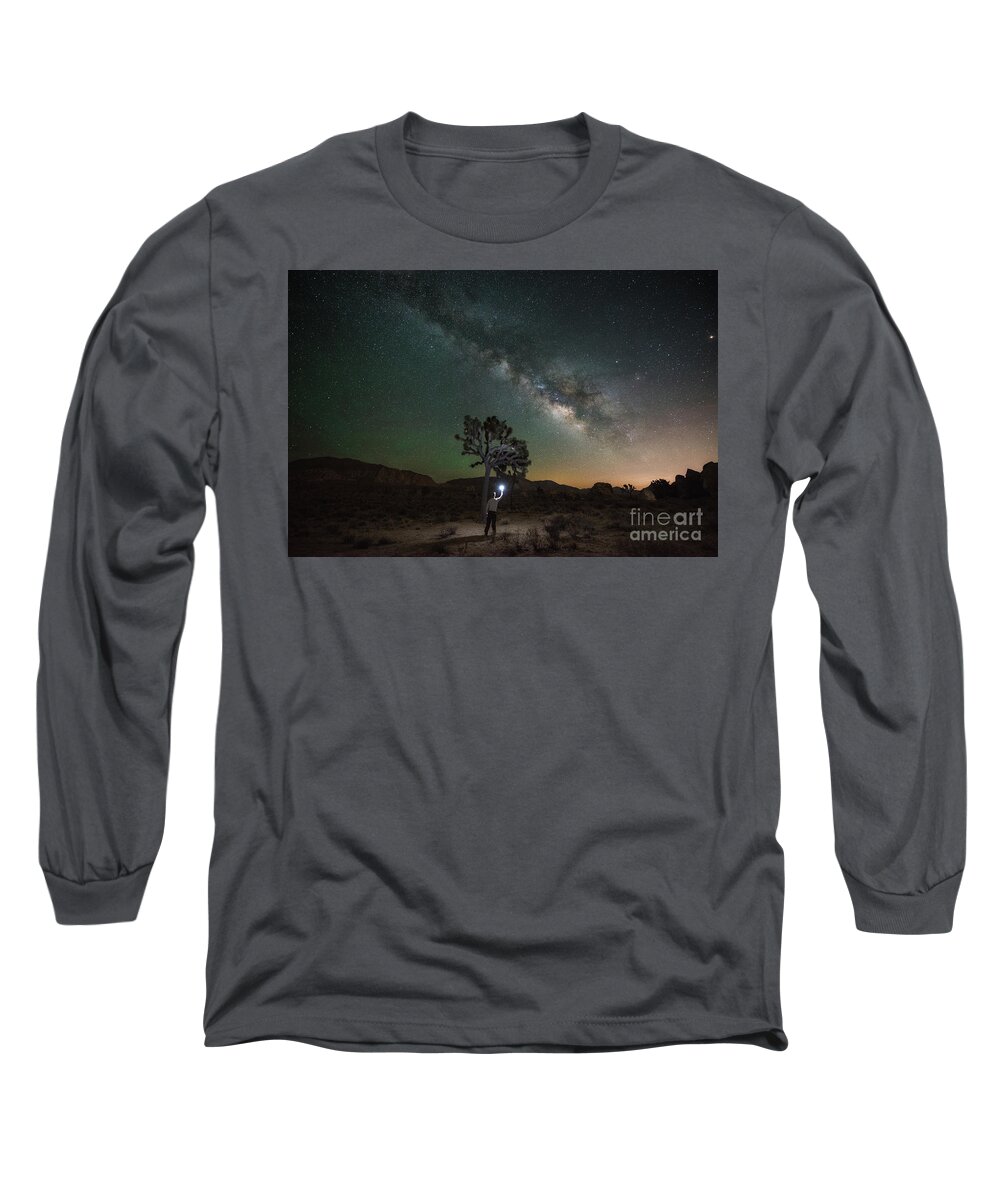 Hidden Valley Long Sleeve T-Shirt featuring the photograph Midnight Explorer Finding Joshua Tree by Michael Ver Sprill