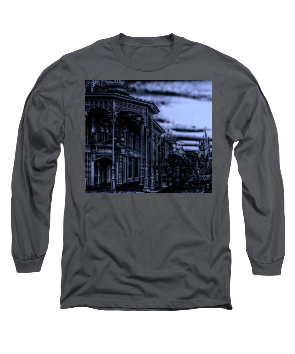 Surrealist Long Sleeve T-Shirt featuring the photograph MidNight On Main Street Disney World MP by Thomas Woolworth