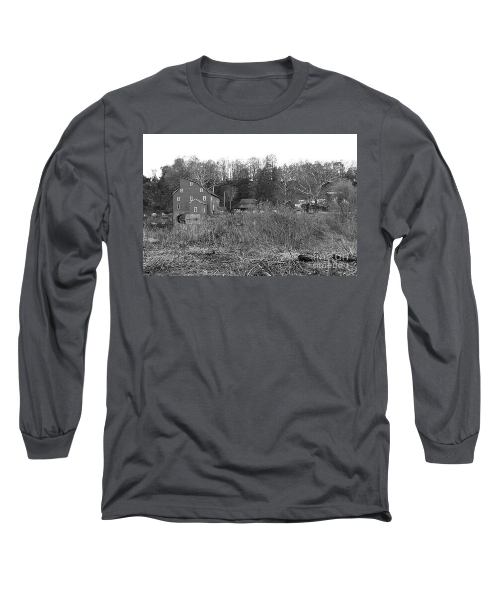 Clinton Long Sleeve T-Shirt featuring the photograph Mill at Clinton Among the Reeds by Christopher Lotito