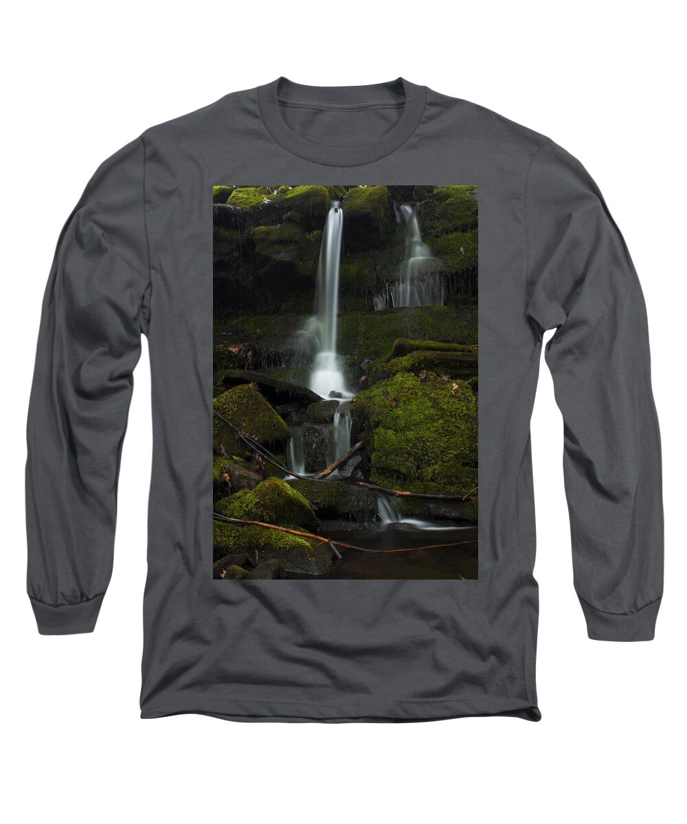 Waterfall Long Sleeve T-Shirt featuring the photograph Mini Waterfall in the Forest by Jeff Severson