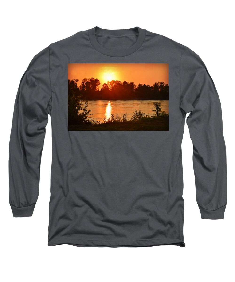 Missouri River In St. Joseph Long Sleeve T-Shirt featuring the photograph Missouri River In St. Joseph by Kathy M Krause