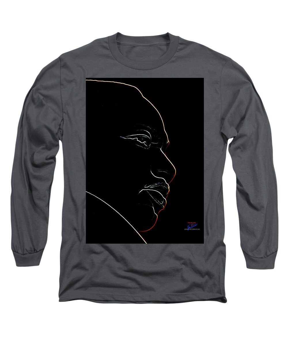  Long Sleeve T-Shirt featuring the digital art MLK Red Outline by Joe Paradis