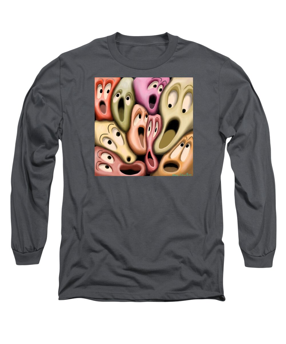 Psychedelic Long Sleeve T-Shirt featuring the painting Modern public transport by ThomasE Jensen
