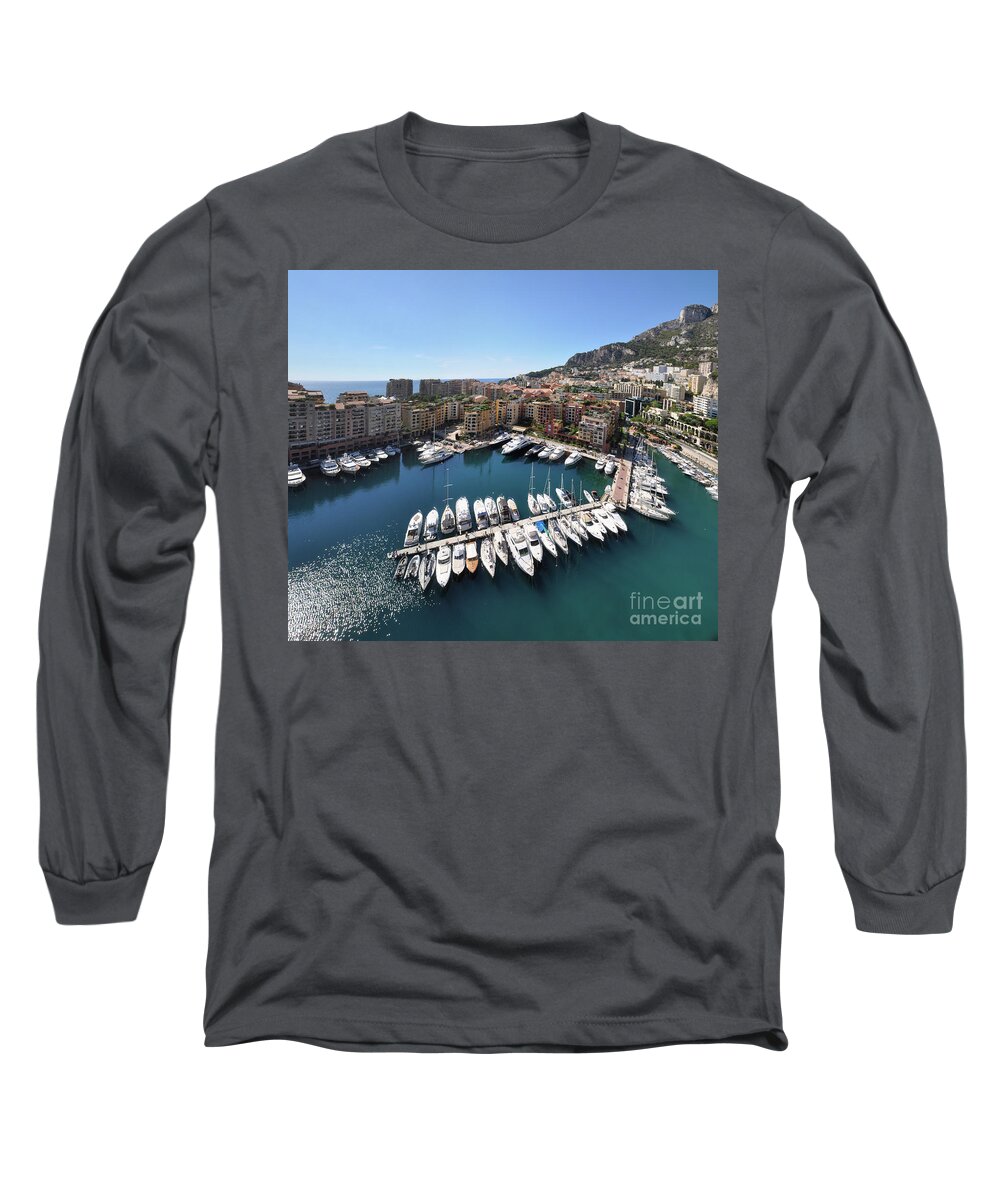 Yhun Suarez Long Sleeve T-Shirt featuring the photograph Monaco Port de Fontvieille by Yhun Suarez