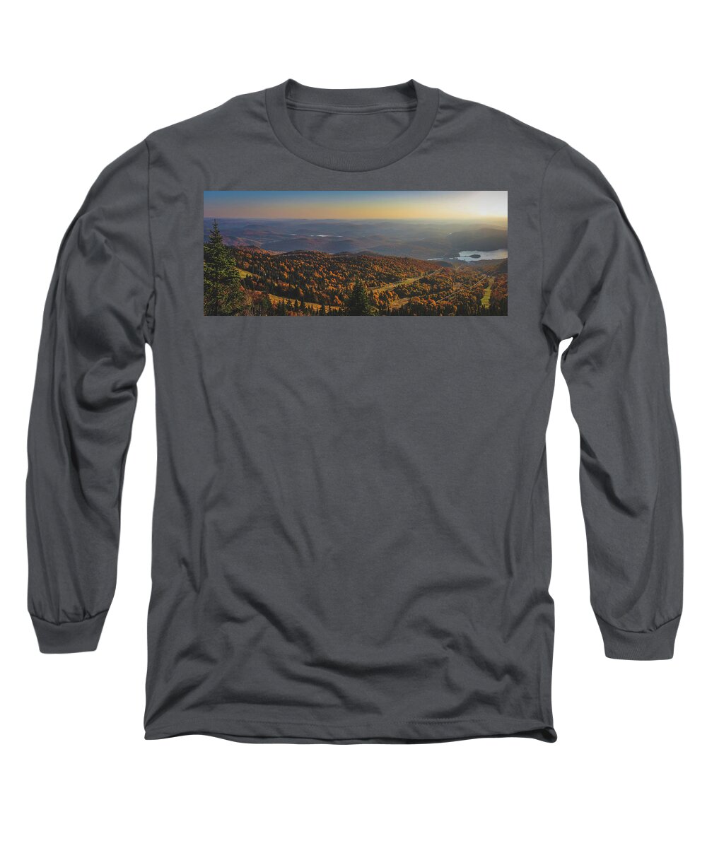 Aerial Long Sleeve T-Shirt featuring the photograph Mont Tremblant Summit Panorama by Andy Konieczny