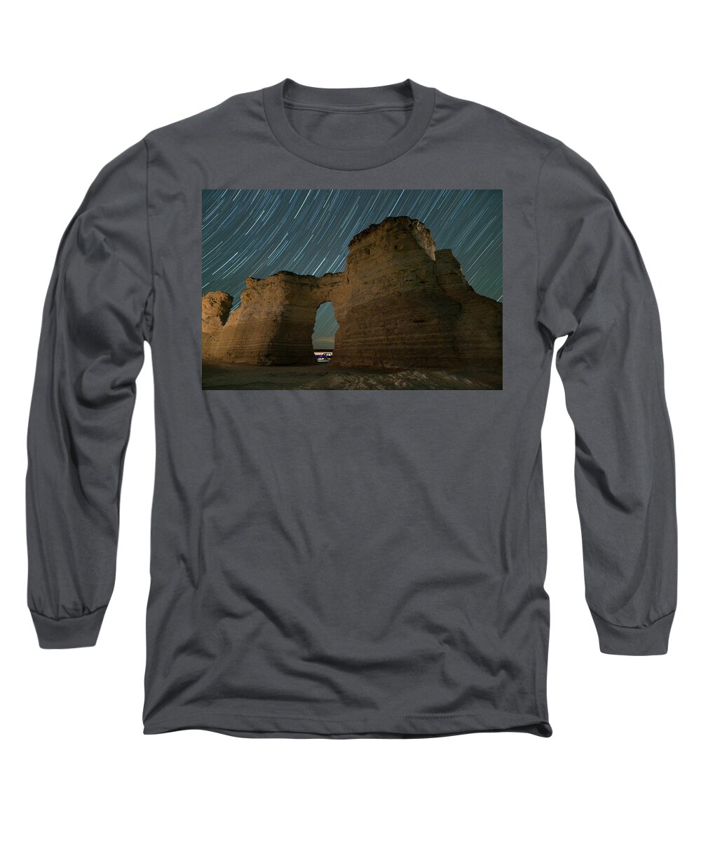 Monument Rocks Long Sleeve T-Shirt featuring the photograph Monument Rock by Hal Mitzenmacher