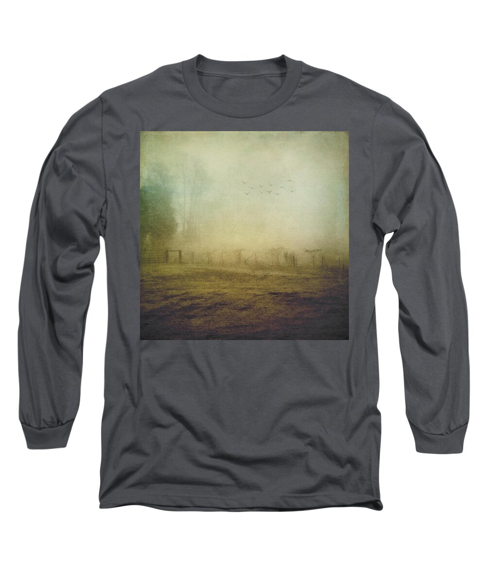 Photography Long Sleeve T-Shirt featuring the photograph Morning Flight In Fog by Melissa D Johnston