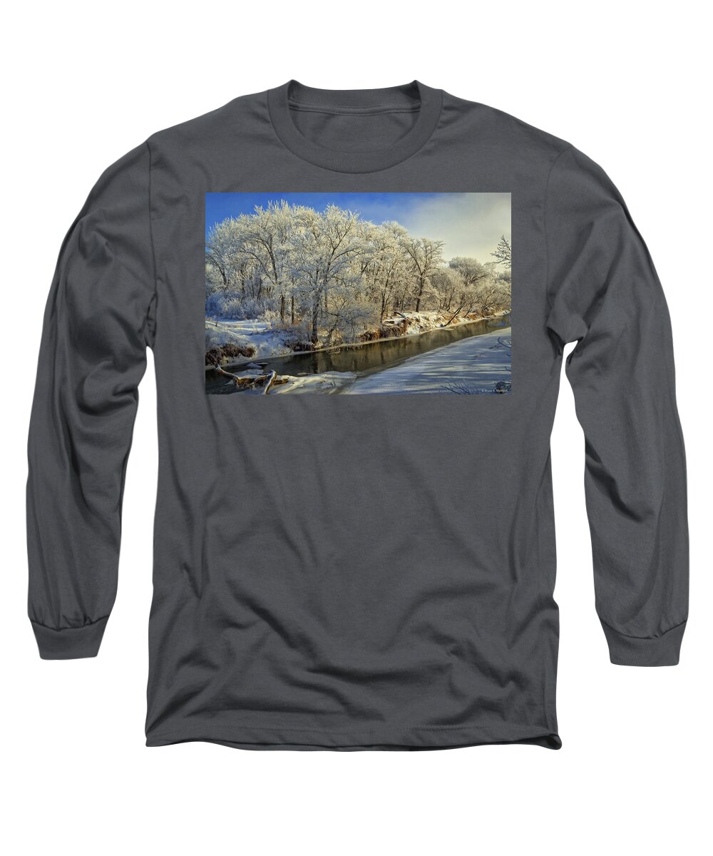 Winter Landscape Long Sleeve T-Shirt featuring the photograph Morning Icing Along the Creek by Bruce Morrison