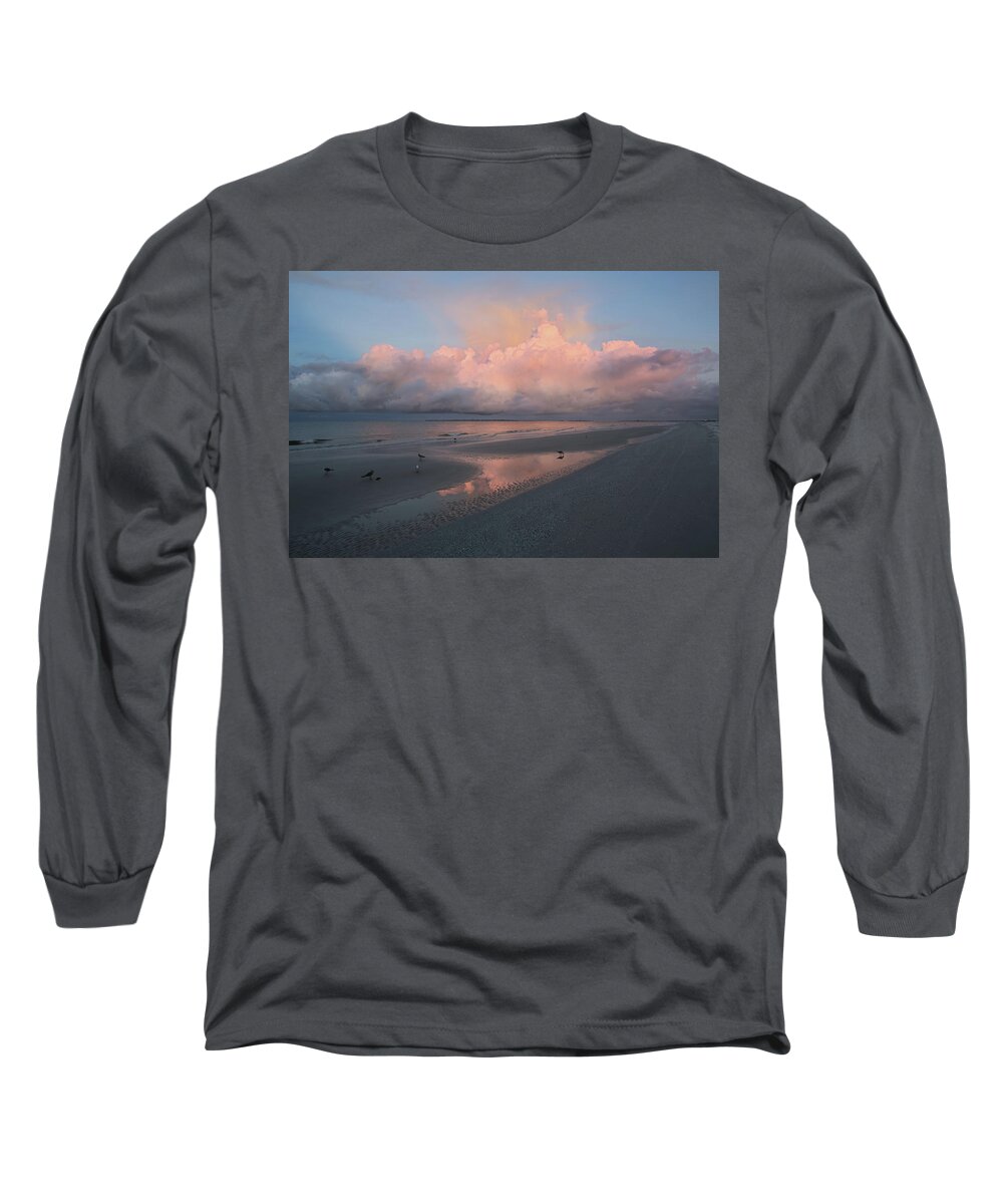 Water Long Sleeve T-Shirt featuring the photograph Morning Walk on the Beach by Kim Hojnacki