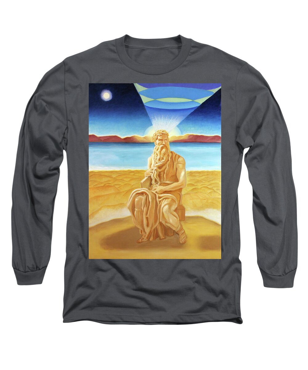 Biblical Long Sleeve T-Shirt featuring the painting Moshe Rabbenu by Suzanne Giuriati Cerny