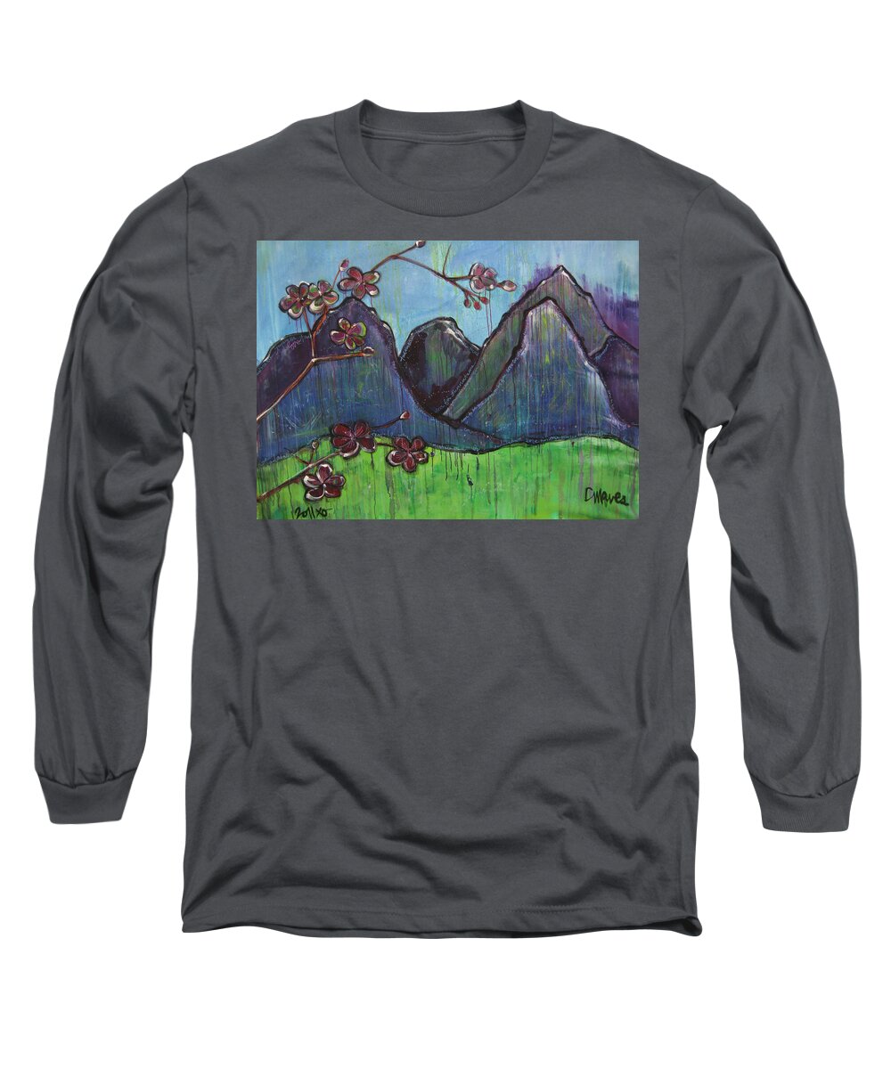 Mountains Long Sleeve T-Shirt featuring the painting Copper Mountain Pose by Laurie Maves ART