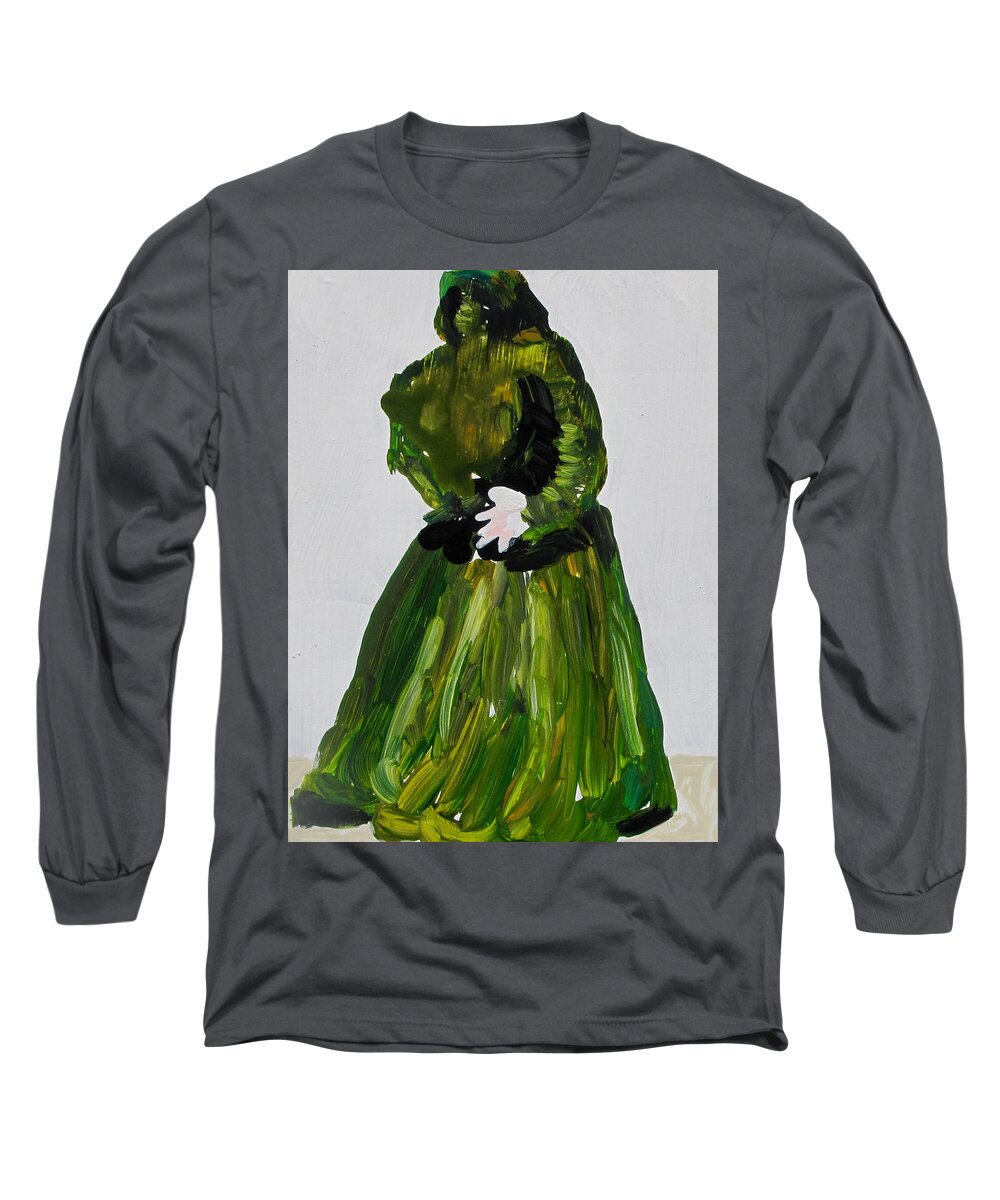 Lady Long Sleeve T-Shirt featuring the painting Mrs. Green by Carole Johnson