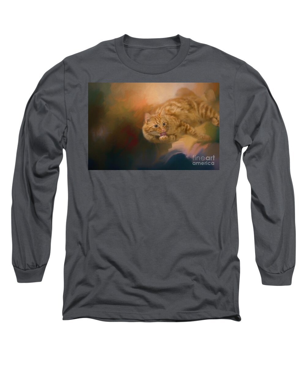 Murf Long Sleeve T-Shirt featuring the painting Murf by Eva Lechner