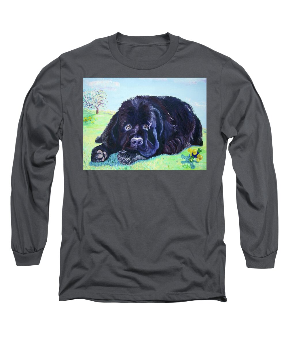 Newfoundland Long Sleeve T-Shirt featuring the painting My Bennie by Lisa Rose Musselwhite