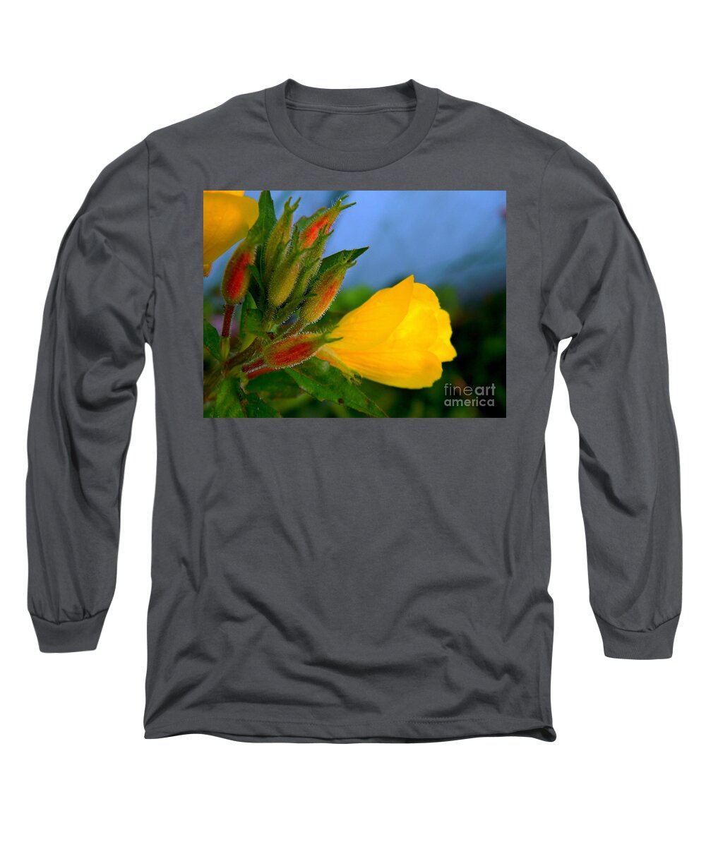 Yellow Flower From My Own Garden Macro Long Sleeve T-Shirt featuring the photograph My Own by Elfriede Fulda