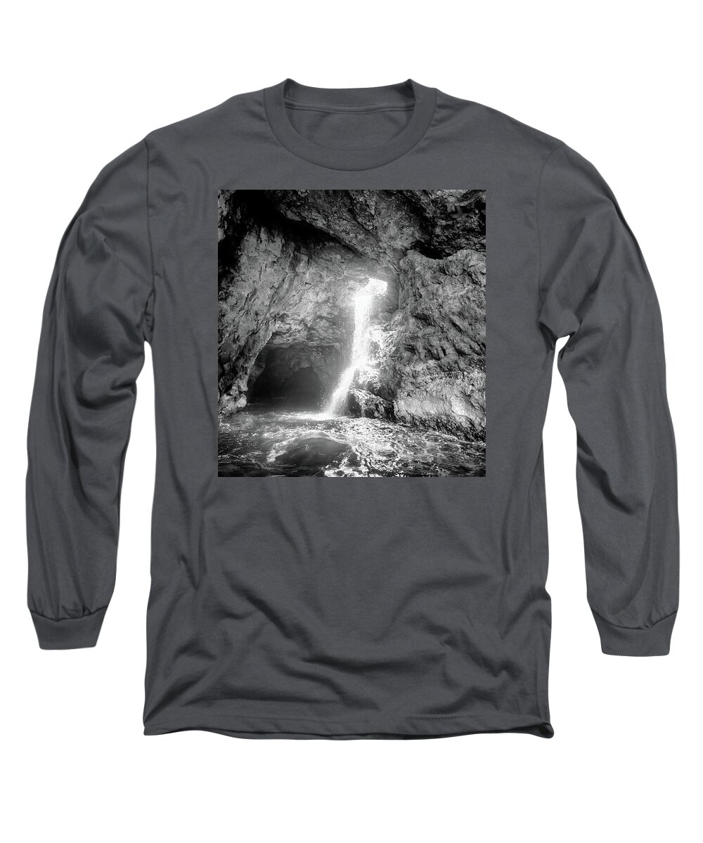 Cave Long Sleeve T-Shirt featuring the photograph Napali Cave Falls by Jason Wolters
