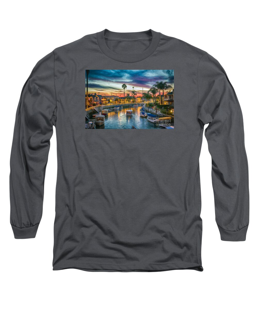 Naples Canals Long Sleeve T-Shirt featuring the photograph Naples Canal Christmas 5 by David Zanzinger