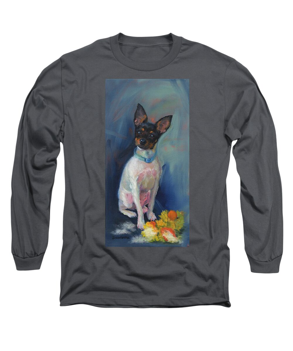 Scout Long Sleeve T-Shirt featuring the painting Naughty Girl by Susan Hensel