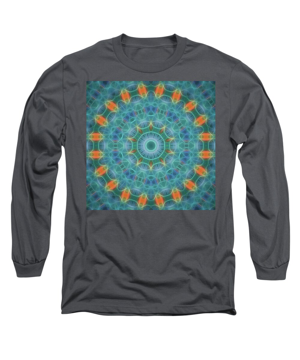Tao Long Sleeve T-Shirt featuring the painting Neon Mandala, Nbr 14 by Will Barger