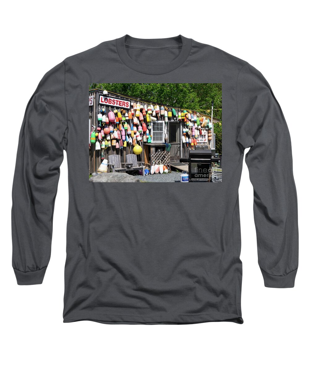 Buoys Long Sleeve T-Shirt featuring the photograph New England Lobster Shack by Cathy Donohoue