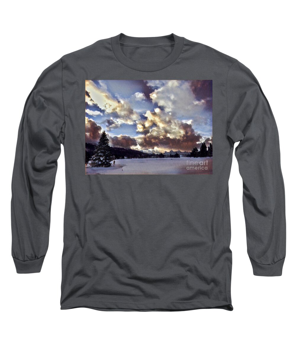 Sunset Long Sleeve T-Shirt featuring the digital art New Hampshire Sunset by David Rucker