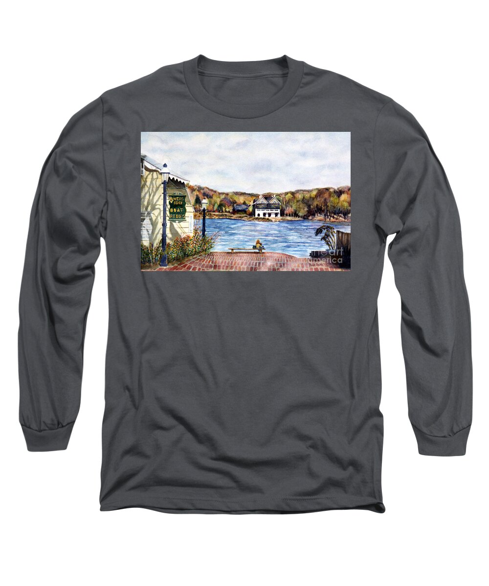 Ferry Long Sleeve T-Shirt featuring the painting New Hope Ferry Ride by Pamela Parsons