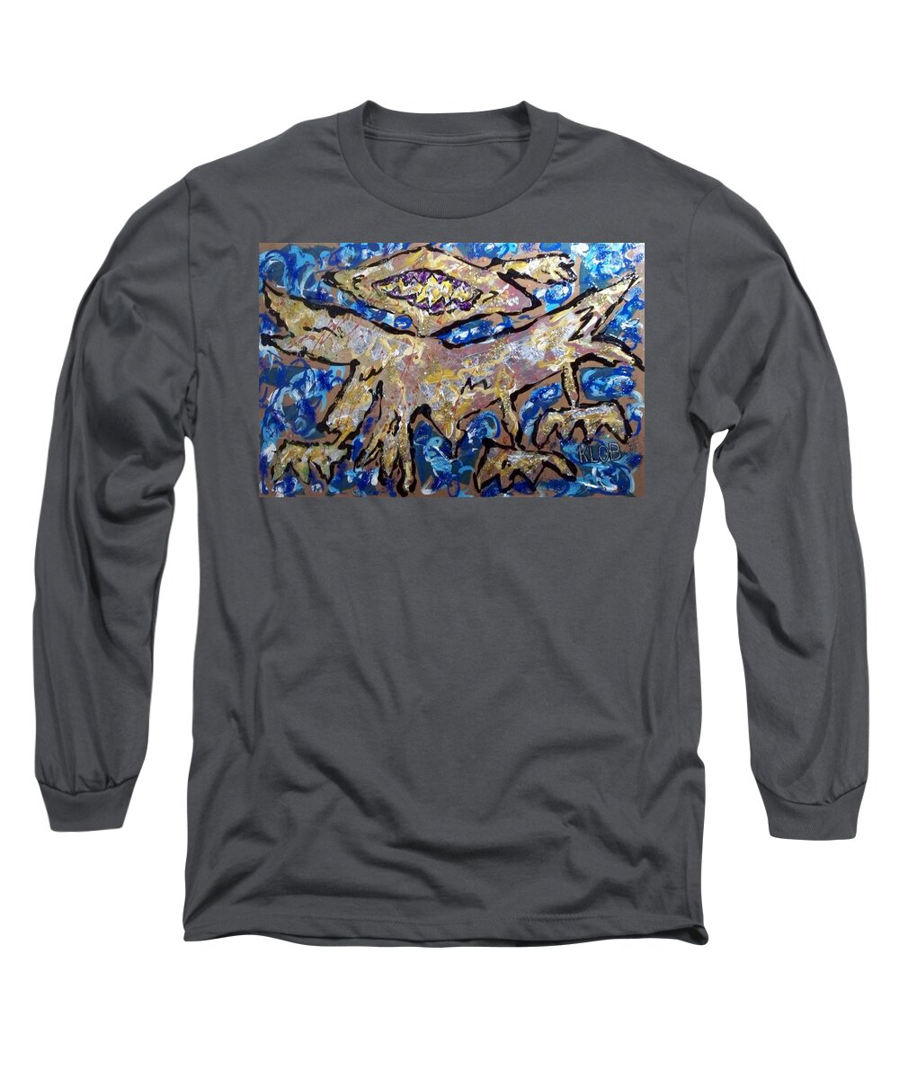 Thunderbird Long Sleeve T-Shirt featuring the mixed media New Thunderbird by Kevin OBrien