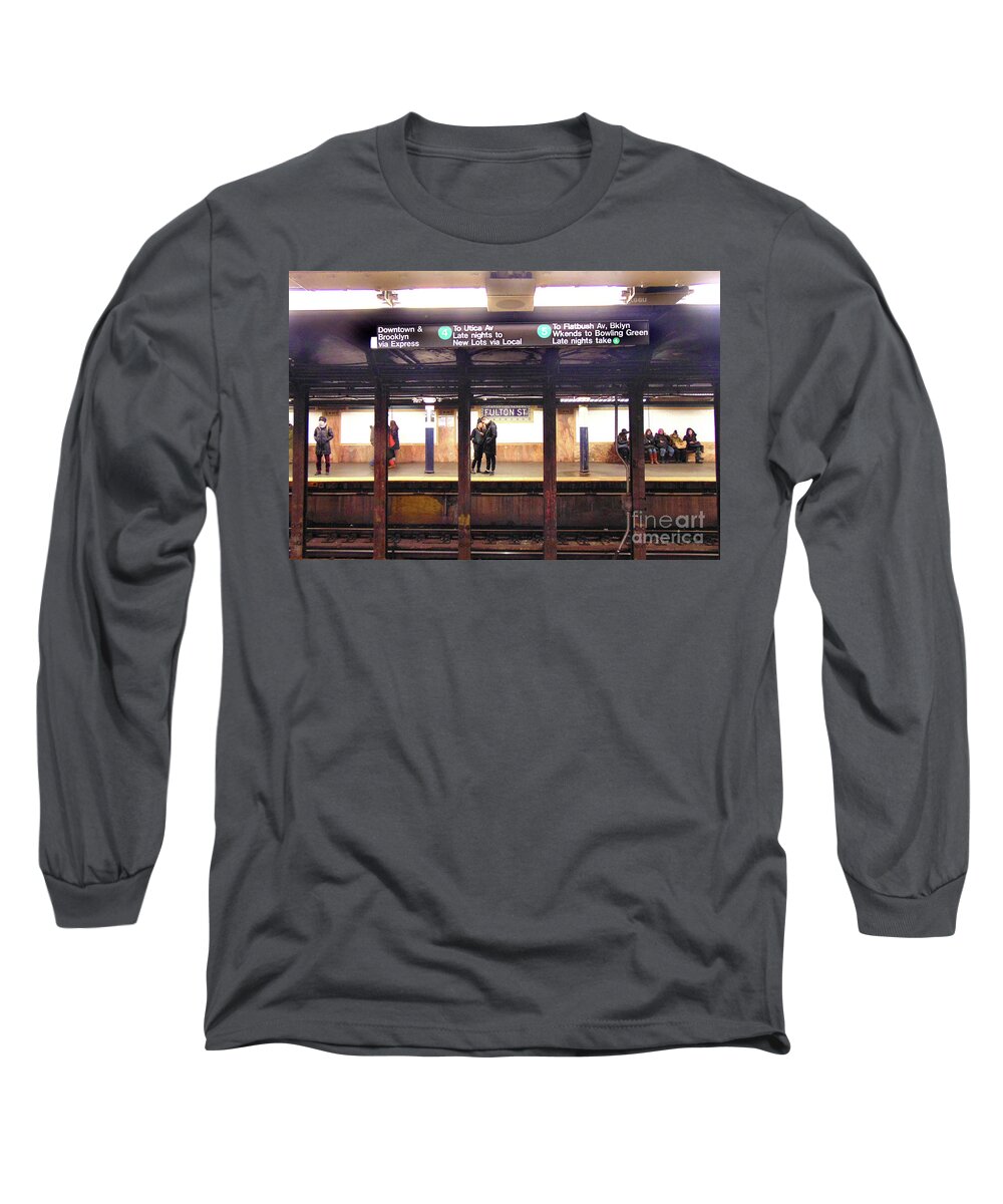 Long Sleeve T-Shirt featuring the digital art New York Subway by Darcy Dietrich